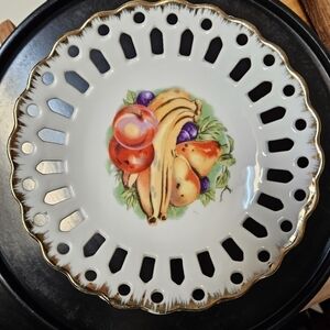 Vintage 50s/60s Giftcraft Porcelain Bone Handpainted Candy Dish on Stand